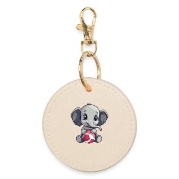 Petit éléphant avec balle - Porte-clés rond - huître - Devant