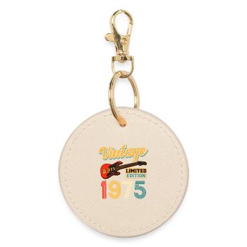Vintage 1975 Guitar Limited Edition Design - Round Keyring - oyster - Front