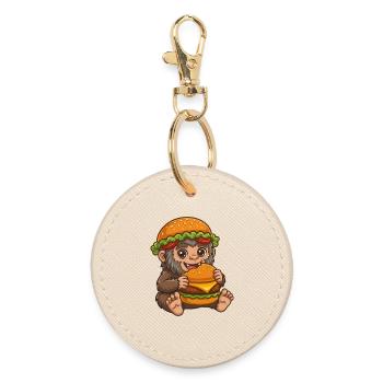 Mignon Sasquatch Bigfoot Cartoon Burger de restauration rapide - Porte-clés rond - huître - Devant