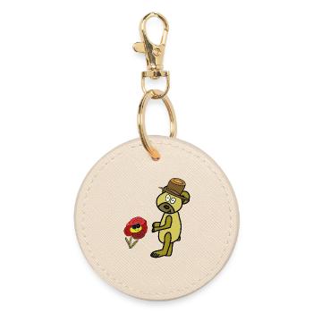 Smart Teddy Children's Bear Child Flower - Round Keyring - oyster - Front