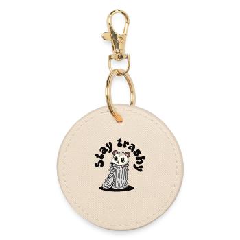 Stay Trashy, Cute Opossum, Funny - Round Keyring - oyster - Front
