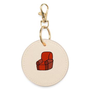 Silhouette de chaise longue rouge - Porte-clés rond - huître - Devant