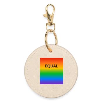Rainbow Equal LGBT Pride Monat - Runder Schlüsselanhänger - Auster - Vorne