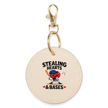 Stealing Hearts & Bases Baseball Herz Kinder Desig - Runder Schlüsselanhänger - Auster - Vorne