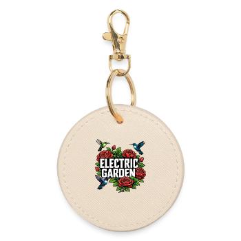 Electric Garden Hummingbirds Roses Nature Motif - Round Keyring - oyster - Front