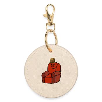 Funny Funny Fun Armchair Friendly - Round Keyring - oyster - Front
