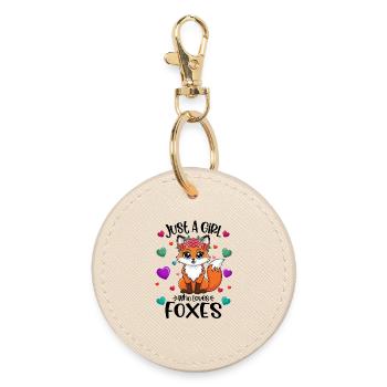 Kleiner Fuchs mit Blumenkranz-Fuchs Blumenkrone - Runder Schlüsselanhänger - Auster - Vorne