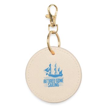Retired Gone Sailing Sailor Sail Captain - Round Keyring - oyster - Front
