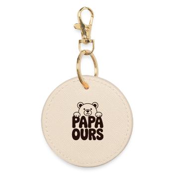 Papa Bear Cute Father's Day - Round Keyring - oyster - Front