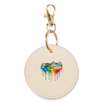 Wichita, Kansas with dripping paint - Round Keyring - oyster - Front
