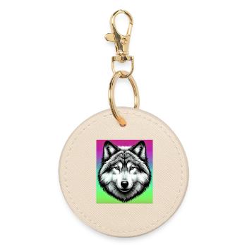Wolf - Round Keyring - oyster - Front