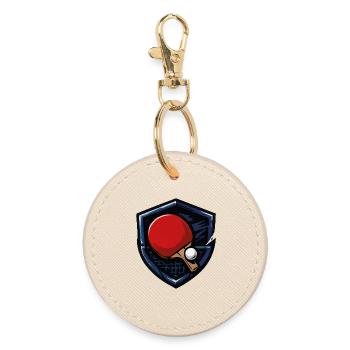 Tischtennis Shield mit Ball - Runder Schlüsselanhänger - Auster - Vorne