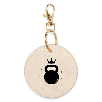 Kettlebell Queen – Fitness Krone - Runder Schlüsselanhänger - Auster - Vorne