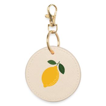Citrus Sunshine Zitrone Illustration - Runder Schlüsselanhänger - Auster - Vorne