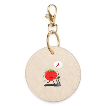 Tomato on treadmill - Round Keyring - oyster - Front