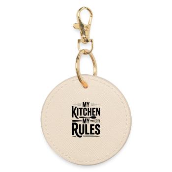 My Kitchen My Rules - Round Keyring - oyster - Front