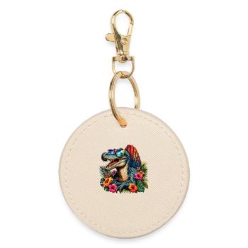 Tropical dinosaur with sunglasses - Round Keyring - oyster - Front
