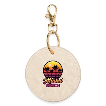 Coucher de soleil à Miami Beach avec des palmiers - Porte-clés rond - huître - Devant