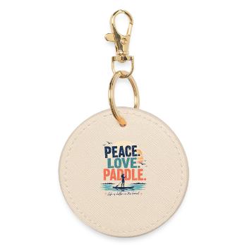 Peace Love Paddle SUP Shirt - Runder Schlüsselanhänger - Auster - Vorne