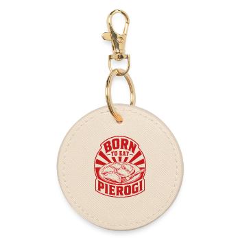Born To Eat Pierogi - Round Keyring - oyster - Front