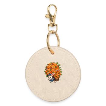 Rabbit Postman and Carrot Packages - Round Keyring - oyster - Front