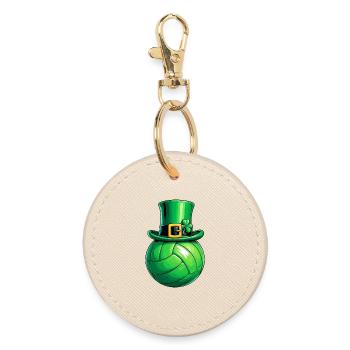 St Patrick's Day Volleyball - Round Keyring - oyster - Front