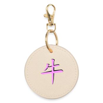 Büffel_3d - Kanji - Runder Schlüsselanhänger - Auster - Vorne