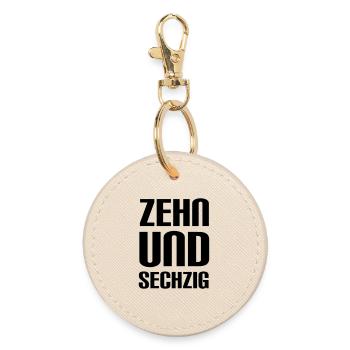 zehnundsechzig = 70 Jahre Geburtstag - Runder Schlüsselanhänger - Auster - Vorne