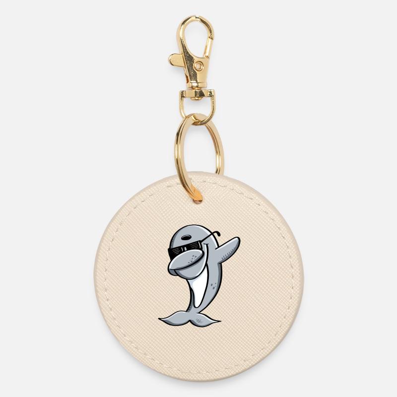 Dolphin Dances Dab Dance - Dabbing - Dolphins - Animal - Round Keyring - oyster