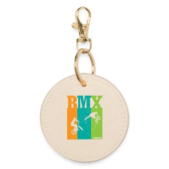 BMX Color Block Rider Silhouettes - Round Keyring - oyster - Front