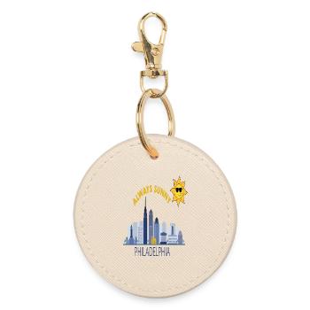 Philly Skyline Immer Sonnig - Runder Schlüsselanhänger - Auster - Vorne