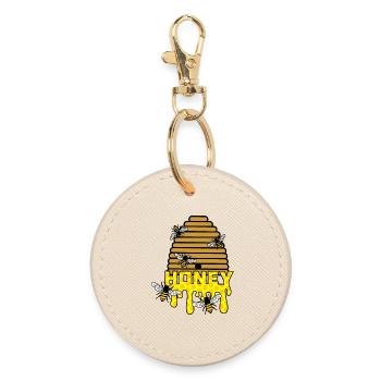 Bee honey hive - Round Keyring - oyster - Front