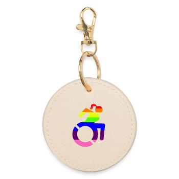 Rollstuhlmädchen LGBTQ-Symbol # - Runder Schlüsselanhänger - Auster - Vorne