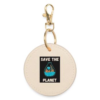 ECOLOGY. PLANET. NATURE. GARDEN. TREE. FLOWER - Round Keyring - oyster - Front