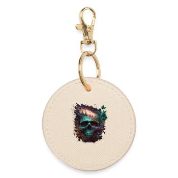 Neon Skull Forest Art - Round Keyring - oyster - Front