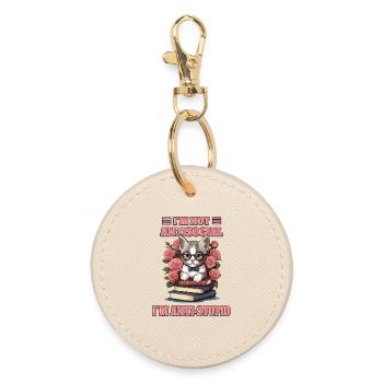 Clever cat with reading glasses - Round Keyring - oyster - Front