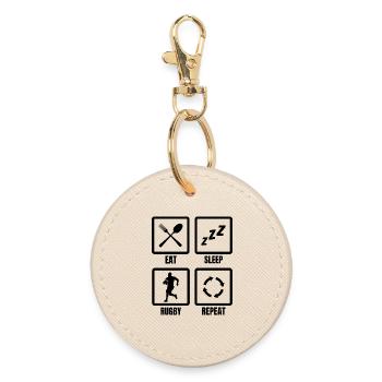Daily Rugby Schedule - Round Keyring - oyster - Front