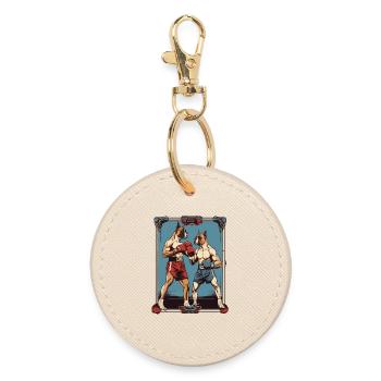 Dogs in boxing - Round Keyring - oyster - Front