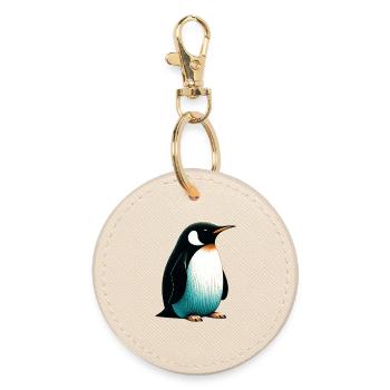 Pinguin - Runder Schlüsselanhänger - Auster - Vorne