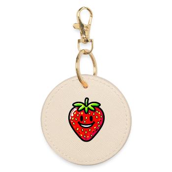 Erdbeer-Erdbeeren - Runder Schlüsselanhänger - Auster - Vorne
