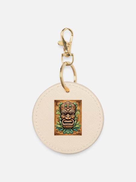 Tiki Maske - Runder Schlüsselanhänger - Auster