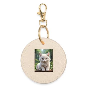 Süße Katze - Runder Schlüsselanhänger - Auster - Vorne
