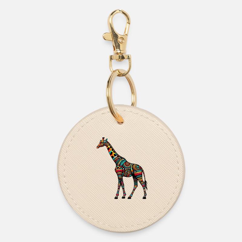Giraffe - Round Keyring - oyster