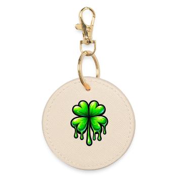 Trèfle à quatre feuilles - Porte-clés rond - huître - Devant