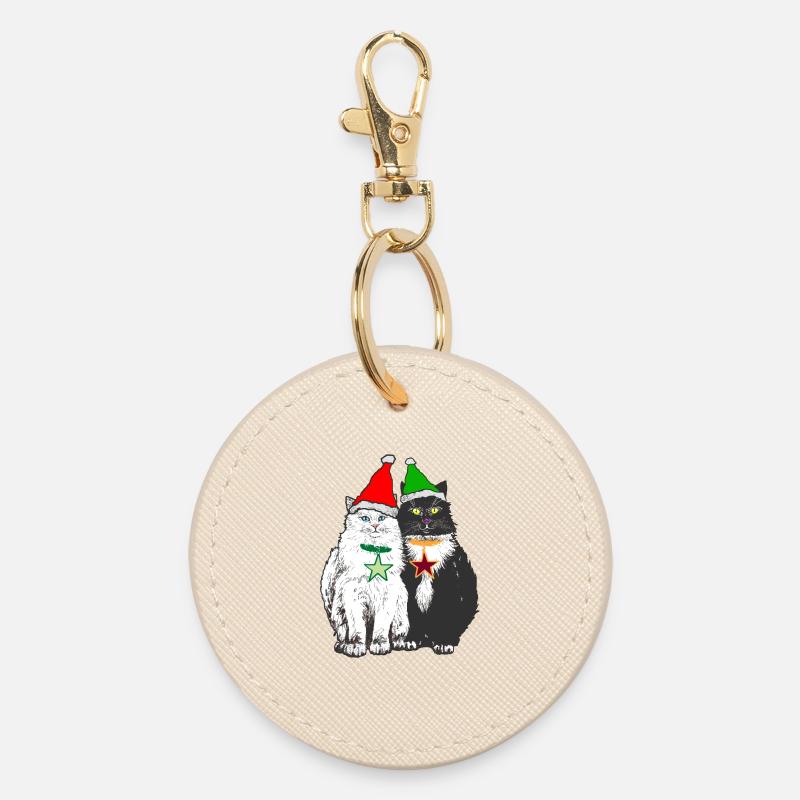LES CHATS DE NOËL - Porte-clés rond - huître