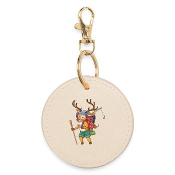 Deer Wanderer / Wandering Deer - Round Keyring - oyster - Front