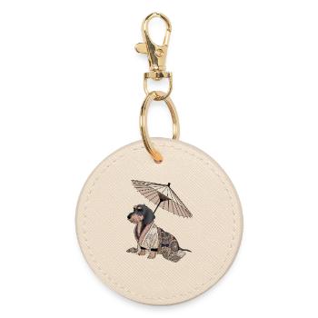 Wire-haired dachshund Dachshund Japanese styles. Dachshund - Round Keyring - oyster - Front