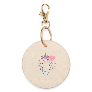 Dancing Happy Unicorn Fairy Unicorn Fantasy 1 - Round Keyring - oyster - Front