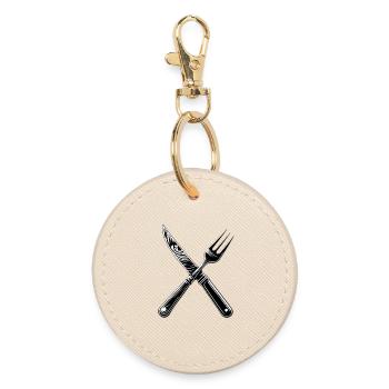 Couverts noir et blanc - Porte-clés rond - huître - Devant