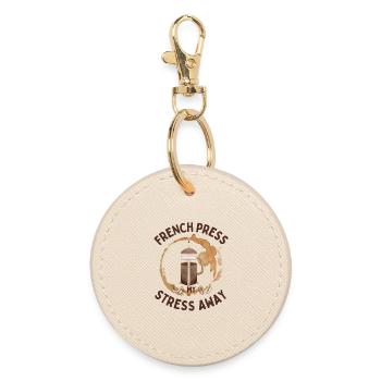 French Press Stress Away – Slow Coffee Design - Runder Schlüsselanhänger - Auster - Vorne